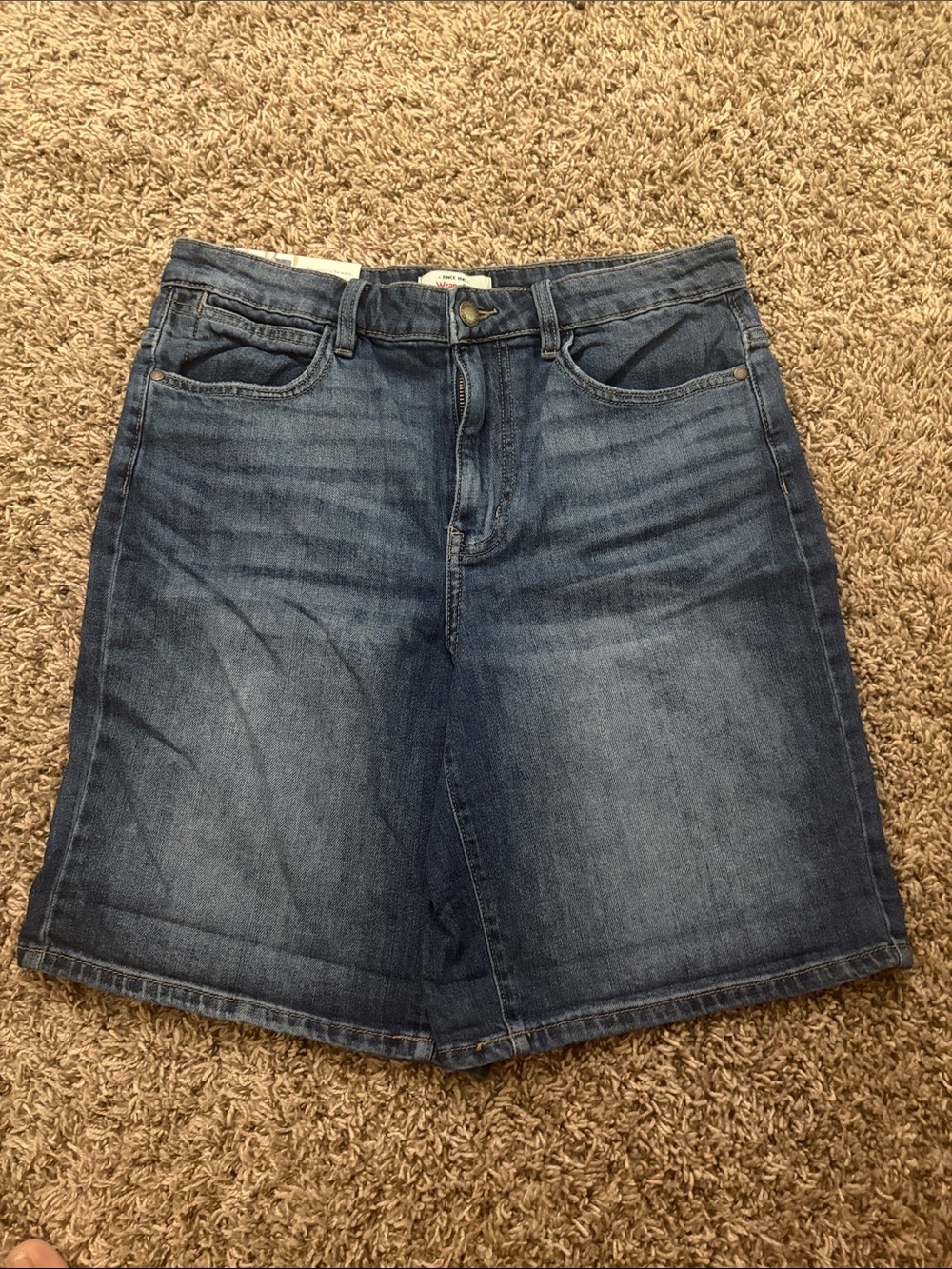 Wrangler High Waist Denim Shorts - Blue